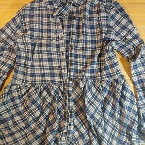 Wrangler Blue‎ and White Plaid Button Down Shirt